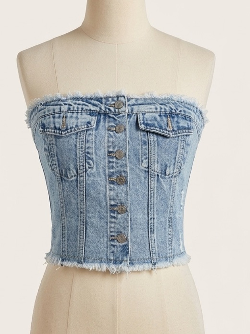 Light Blue Distressed Denim Label Detail